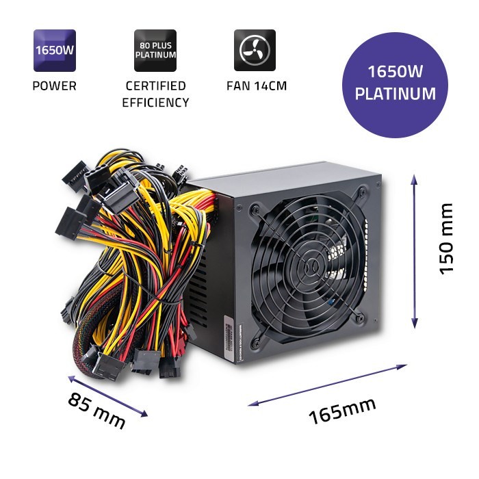 Qoltec Wydajny Zasilacz ATX 1650W | 80 Plus Platinum