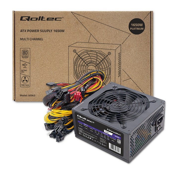Qoltec Wydajny Zasilacz ATX 1650W | 80 Plus Platinum