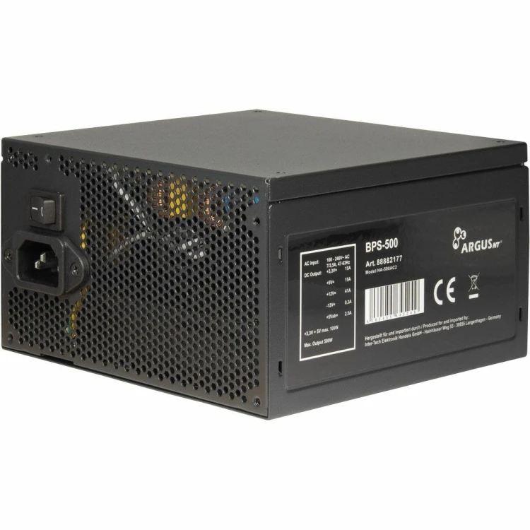 Zasilacz Inter-Tech ArgusNT BPS-500 - 500 W - 100 - 240 V - 47 - 63 Hz - 7/3,5 A - 100 W - 420 W