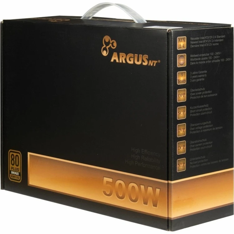 Zasilacz Inter-Tech ArgusNT BPS-500 - 500 W - 100 - 240 V - 47 - 63 Hz - 7/3,5 A - 100 W - 420 W