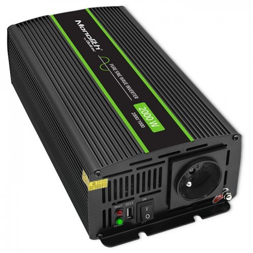 Qoltec Monolith adapter zasilający / inwentor Automatyczna 2000 W Czarny
