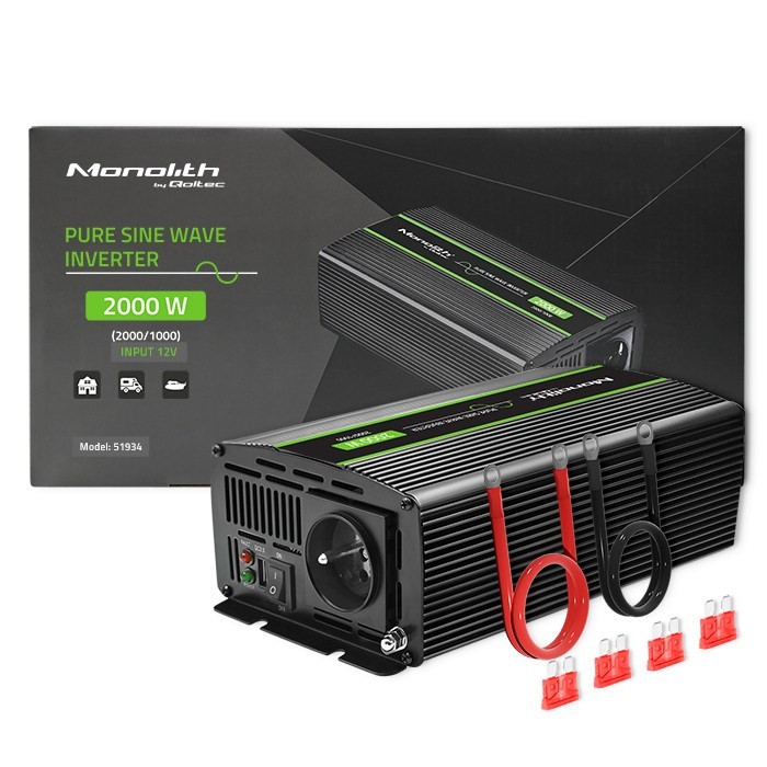 Qoltec Monolith adapter zasilający / inwentor Automatyczna 2000 W Czarny