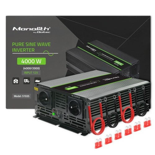 Qoltec Monolith adapter zasilający/ inwentor Automatyczna 4000 W Czarny