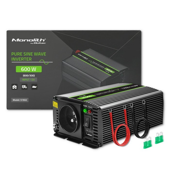 Qoltec Monolith adapter zasilający/ inwentor Automatyczna 600 W
