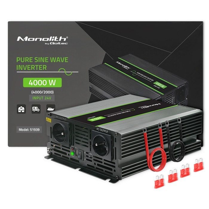 Adapter zasilający/inwentor Qoltec Monolith 4000 W czarny