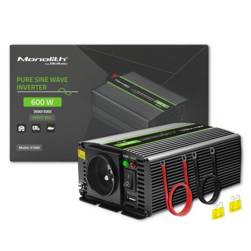 Qoltec Monolith adapter zasilający/ inwentor Automatyczna 600 W Czarny