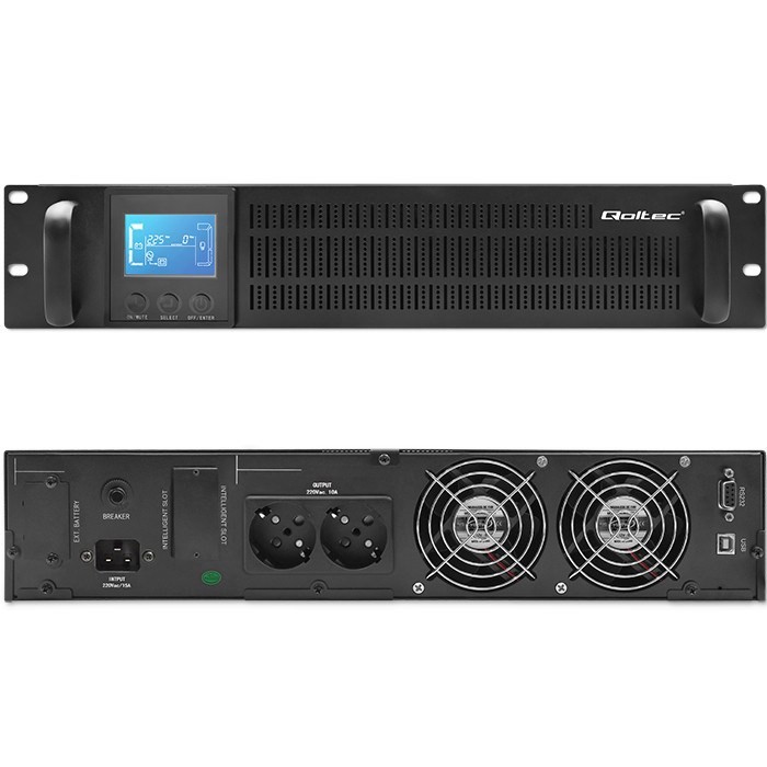 Qoltec Zasilacz awaryjny UPS RACK 2kVA 1600W LCD