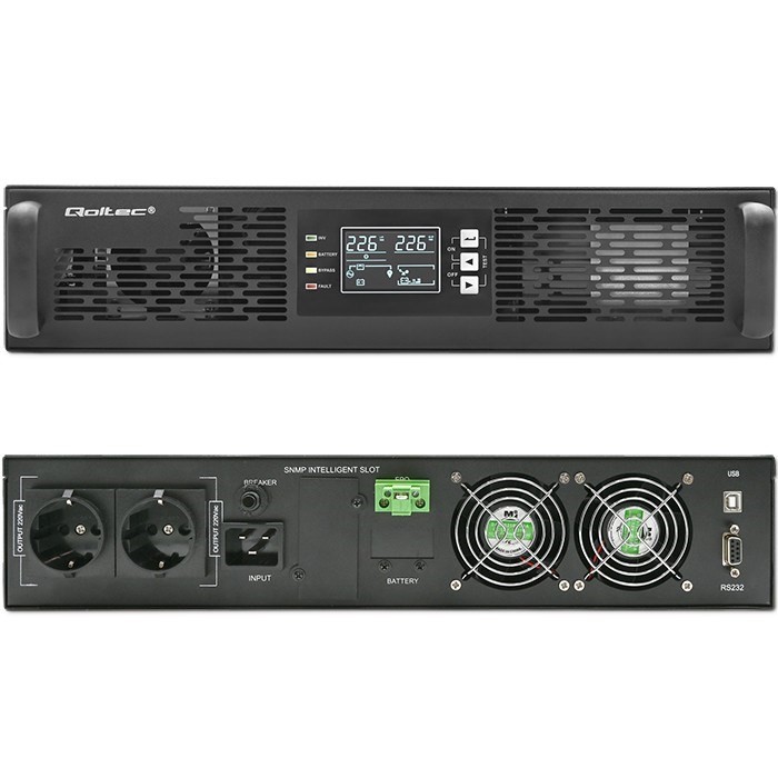 Qoltec Zasilacz awaryjny UPS do RACK 3kVA 3000W Power Factor 1.0 LCD EPO USB On-line