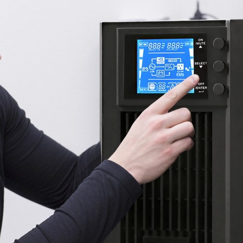 Qoltec 53042 zasilacz UPS Podwójnej konwersji (online) 1 kVA 800 W 2 x gniazdo sieciowe