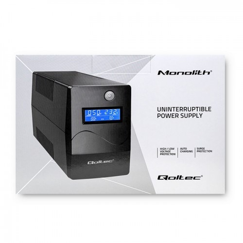 Zasilacz UPS Qoltec Monolith Podwójnej konwersji (online) 0,65 kVA 360 W 2 x gniazdo sieciowe
