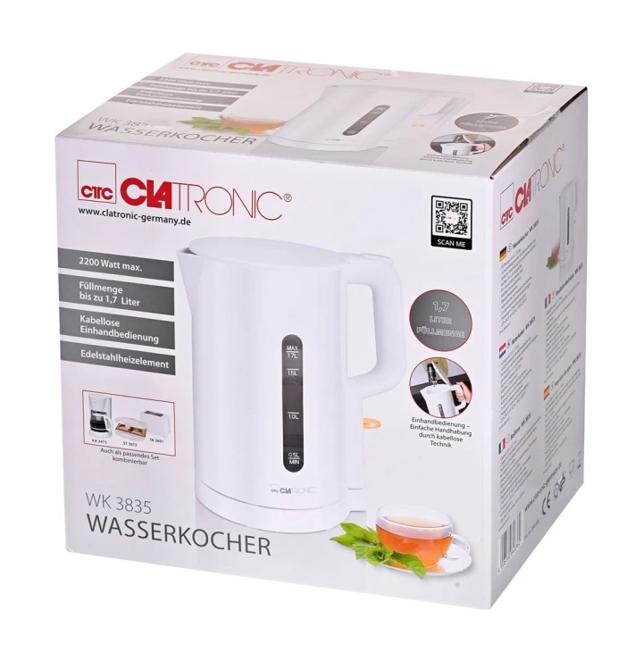 Czajnik elektryczny 1,7L WK 3835 CLATRONIC biały
