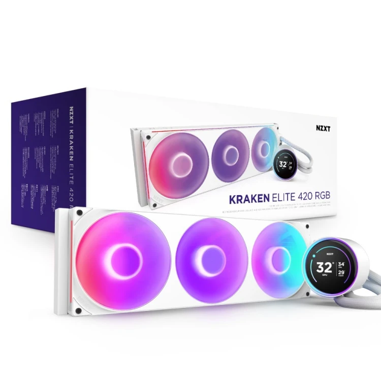 NZXT Kraken Elite 420 RGB Procesor Chłodnica cieczy all-in-one 14 cm Biały 1 szt.
