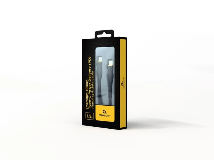 GEMBIRD KABEL USB TYP-C POWER DELIVERY (PD) 60 W, "PREMIUM SILICON", OPLOT SILIKONOWY, 1.5 M, CZARNY