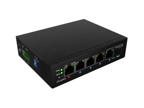 SWITCH LANBERG ILFE-4P-1GE-1S-90 LIGHT INDUSTRIAL POE 1XBT 3XAT SFP+ETH DIN FAST ETHERNET