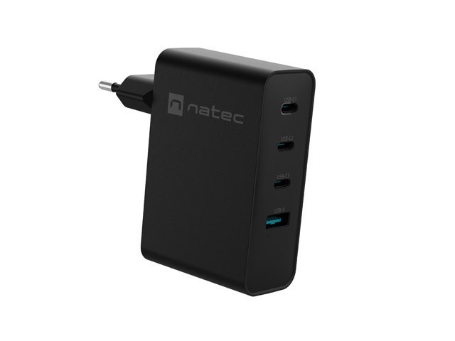 NATEC ŁADOWARKA SIECIOWA RIBERA GAN 3X USB-C 1X USB-A 100W CZARNA