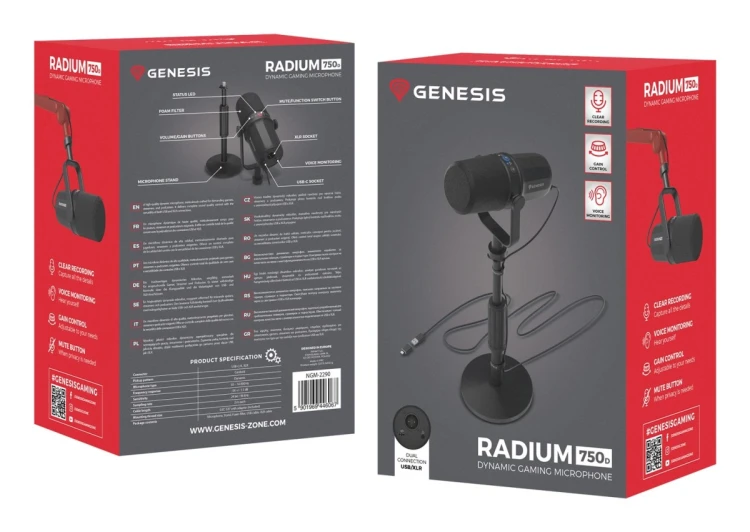 Mikrofon GENESIS RADIUM 750D studyjny USB/XLR statyw