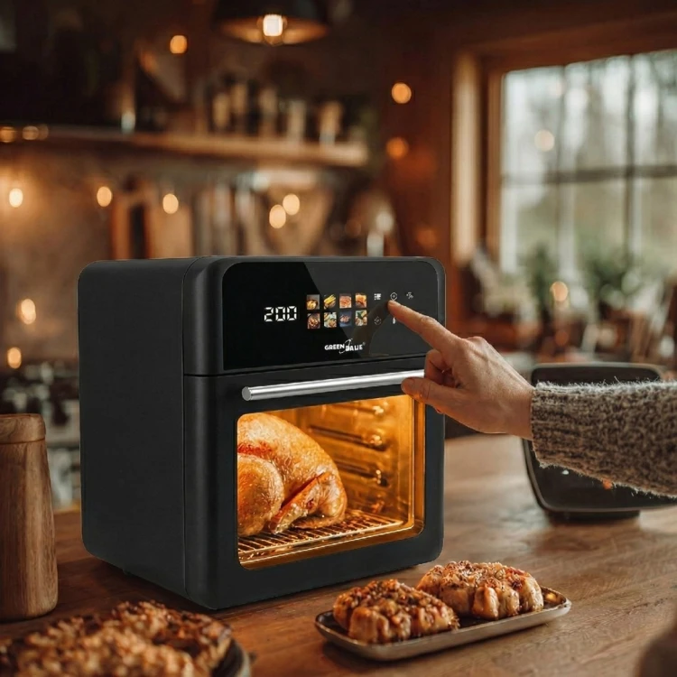 GREENBLUE FRYTKOWNICA BEZTŁUSZCZOWA AIR FRYER, MOCNA 1800W, POJEMNOŚĆ 10L, 8 PROGRAMÓW, AKCESORIA, TIMER GB950