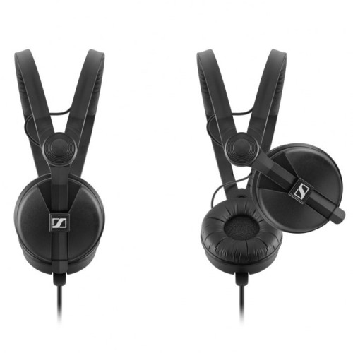 Sennheiser HD 25 PLUS - Słuchawki profesjonalne, zamknięte, przewód prosty i spiralny, dodatkowe poduszki welurowe, pokrowiec