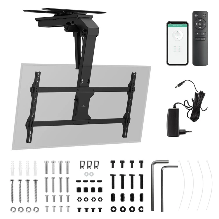 MACLEAN UCHWYT ELEKTRYCZNY DO TV, SUFITOWY, TUYA, MAX. VESA 800X400, REG. W POZ. +90°~-90°, DLA TV 43-86", MAX. 45KG MC-109 T