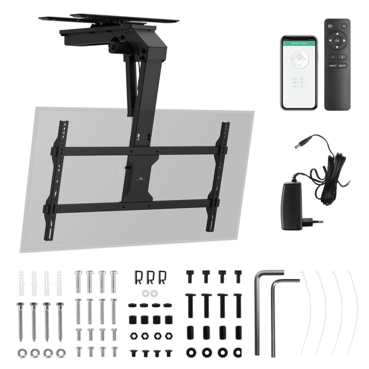 MACLEAN UCHWYT ELEKTRYCZNY DO TV, SUFITOWY, TUYA, MAX. VESA 800X400, REG. W POZ. +90°~-90°, DLA TV 43-86", MAX. 45KG MC-109 T