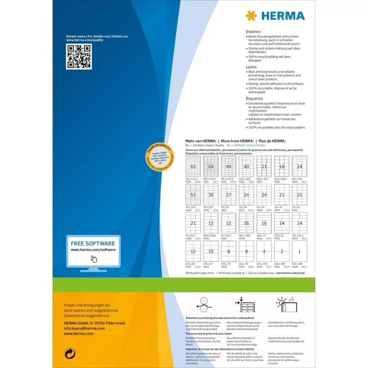 HERMA 4627 samoprzylepne etykiety Prostokąt Na stałe Biały 800 szt.