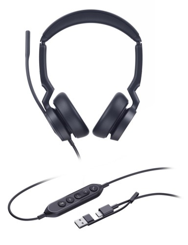 Yealink UH46 Dual UC USB-C/A Zestaw słuchawkowy Przewodowa Opaska na głowę Biuro/centrum telefoniczne USB Type-C / USB Type-A Czarny