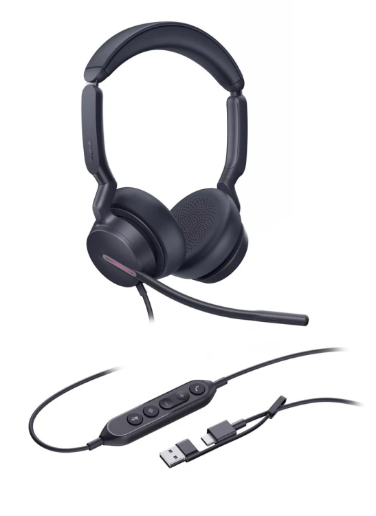 Yealink UH46 Dual UC USB-C/A Zestaw słuchawkowy Przewodowa Opaska na głowę Biuro/centrum telefoniczne USB Type-C / USB Type-A Czarny