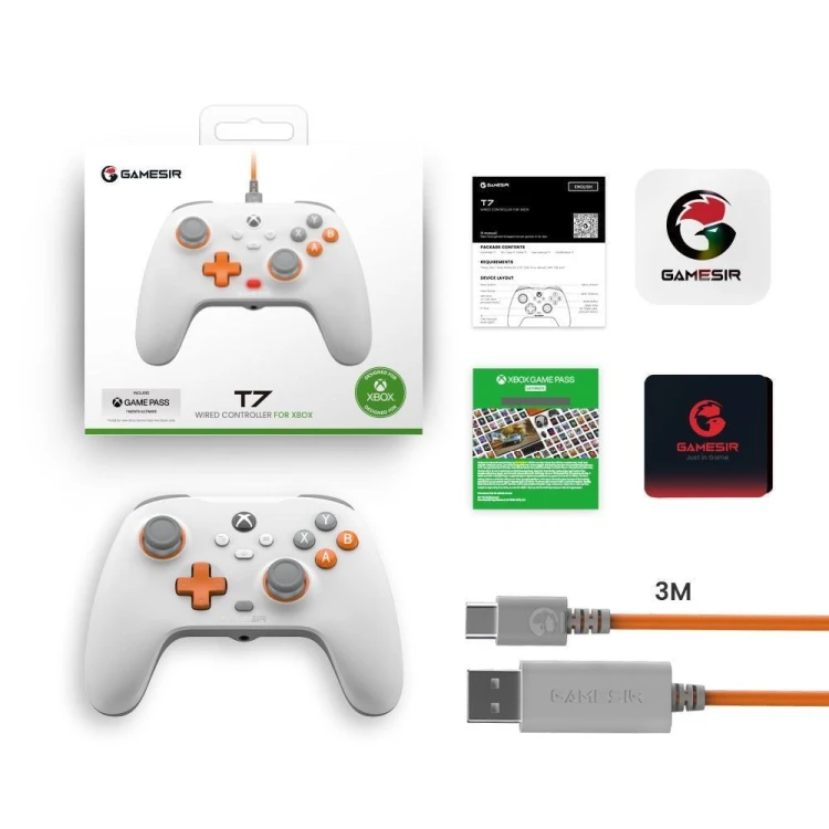 GameSir T7 Biały USB Gamepad Analogowa/Cyfrowa PC, Xbox One S, Xbox One X, Xbox Series S, Xbox Series X