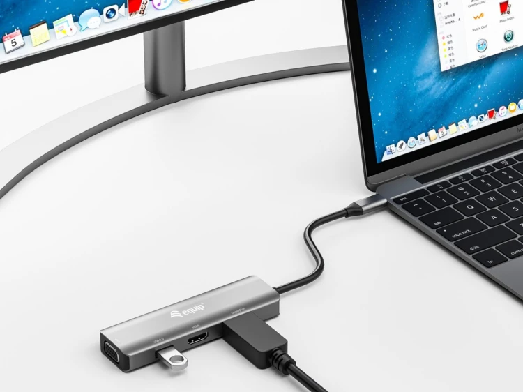 Equip 133485 zewnętrzna karta graficzna usb 3840 x 2160 px Czarny, Srebrny