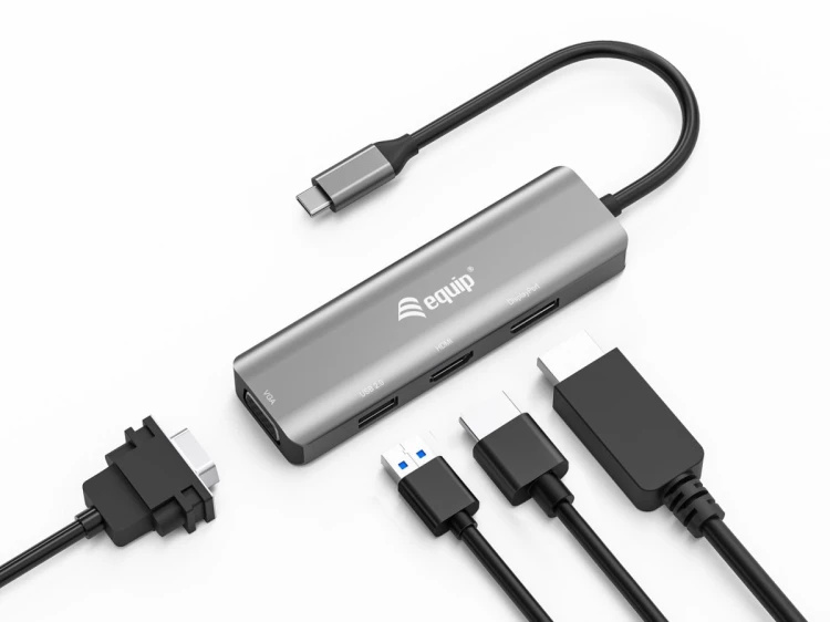 Equip 133485 zewnętrzna karta graficzna usb 3840 x 2160 px Czarny, Srebrny