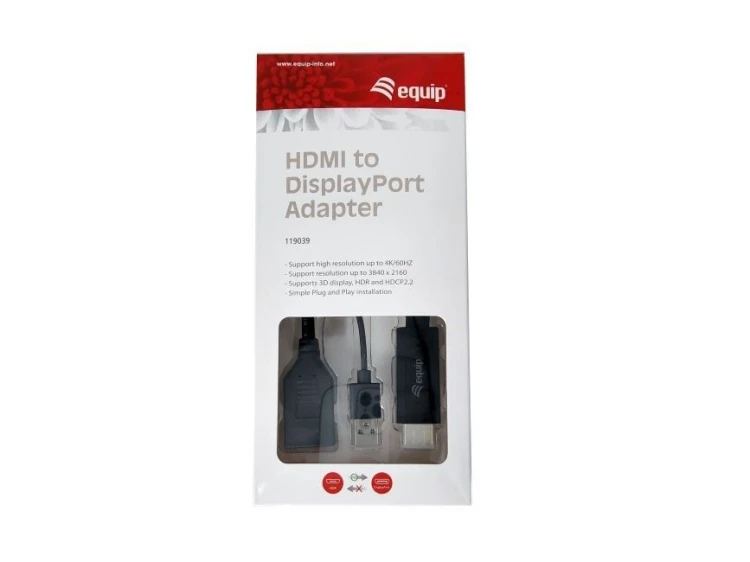 Equip 119039 adapter kablowy 0,15 m HDMI Typu A (Standard) DisplayPort Czarny