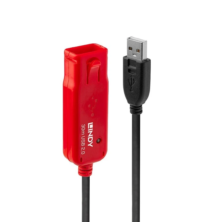 Lindy 42923 kabel USB USB 2.0 30 m USB A Czarny, Czerwony