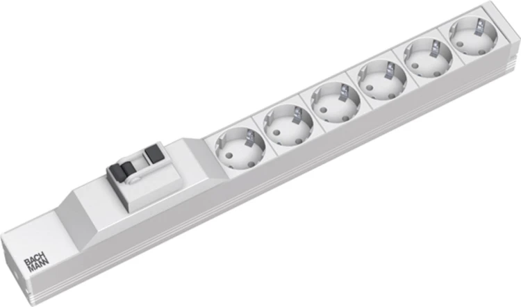 Bachmann 333.411 rozdzielacz zasilania PDU 6 x gniazdo sieciowe 1U Szary, Srebrny