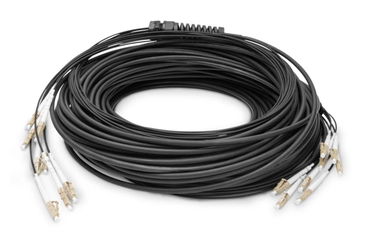 Digitus Zakończony fabrycznie uniwersalny kabel światłowodowy typu breakout, wielomodowy OM4, 8 włókien, LC/UPC – LC/UPC
