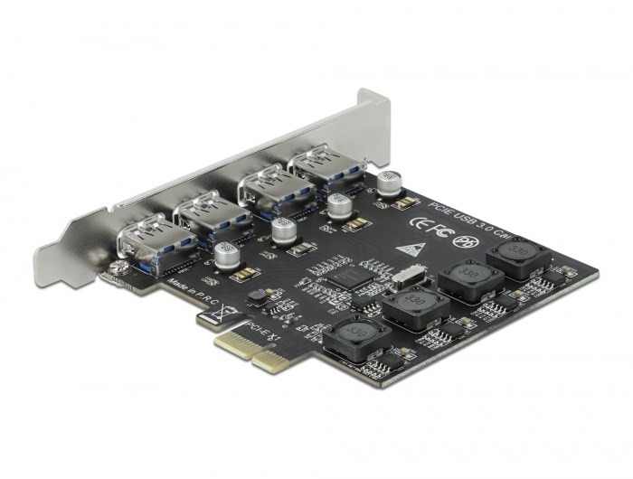 DeLOCK Karta PCI Express x1 do 4 x zewnętrzne USB Typ-A żeński SuperSpeed USB (USB 3.2 Gen 1)