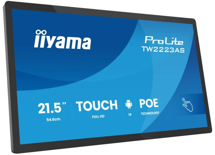 iiyama TW2223AS-B3P signage display Interaktywny płaski panel 54,6 cm (21.5") Wi-Fi 450 cd/m2 Full HD Czarny Ekran dotykowy Procesor wbudowany Android