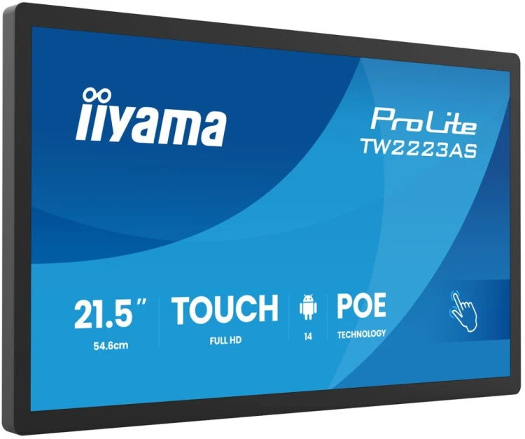 iiyama TW2223AS-B3P signage display Interaktywny płaski panel 54,6 cm (21.5") Wi-Fi 450 cd/m2 Full HD Czarny Ekran dotykowy Procesor wbudowany Android