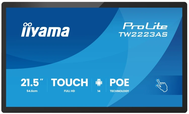 iiyama TW2223AS-B3P signage display Interaktywny płaski panel 54,6 cm (21.5") Wi-Fi 450 cd/m2 Full HD Czarny Ekran dotykowy Procesor wbudowany Android