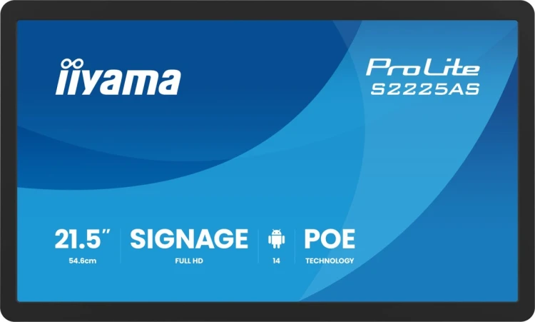 iiyama ProLite S2225AS-B1P Płaski panel Digital Signage 54,6 cm (21.5") LCD Wi-Fi 500 cd/m2 Full HD Czarny Procesor wbudowany Android 24/7