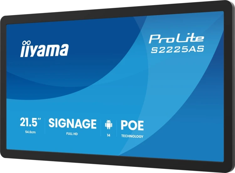 iiyama ProLite S2225AS-B1P Płaski panel Digital Signage 54,6 cm (21.5") LCD Wi-Fi 500 cd/m2 Full HD Czarny Procesor wbudowany Android 24/7
