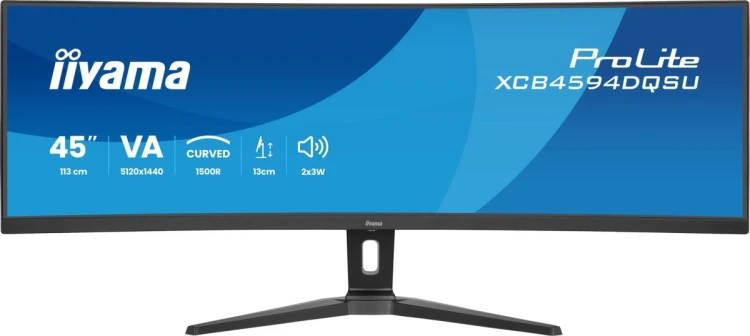 iiyama ProLite XCB4594DQSU-B1 monitor komputerowy 113 cm (44.5") 5120 x 1440 px Dual QHD LED Czarny