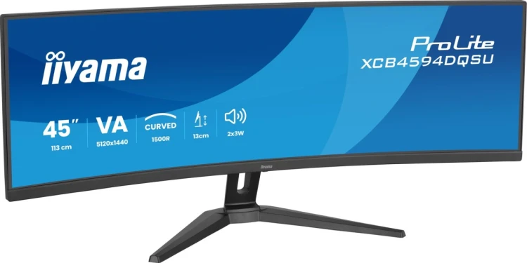 iiyama ProLite XCB4594DQSU-B1 monitor komputerowy 113 cm (44.5") 5120 x 1440 px Dual QHD LED Czarny