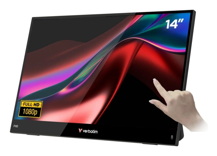 Verbatim Portable 14" FHD Touch Monitor LIGHT Przenośny monitor Czarny 35,6 cm (14") LCD 1920 x 1080 px