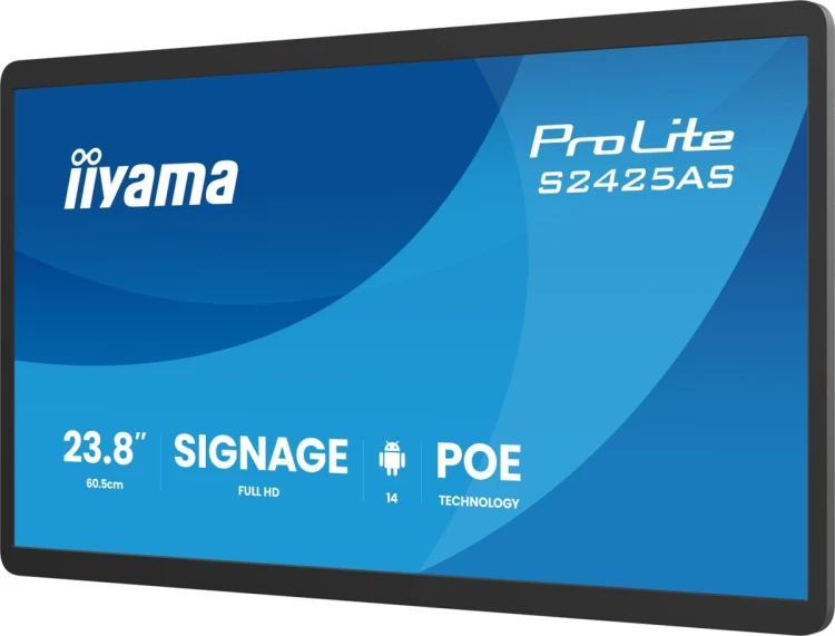 iiyama ProLite S2425AS-B1P Płaski panel Digital Signage 60,5 cm (23.8") LCD Wi-Fi 500 cd/m2 Full HD Czarny Procesor wbudowany Android 24/7