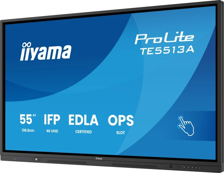 iiyama TE5513A-B2AG signage display Interaktywny płaski panel 138,7 cm (54.6") Wi-Fi 500 cd/m2 4K Ultra HD Czarny Ekran dotykowy Procesor wbudowany An