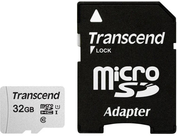 SD microSD Card  32GB Transcend SDHC USD300S-A w/Adapter