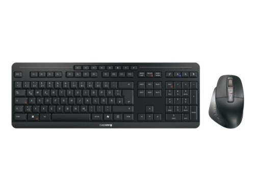 CHERRY Stream desktop ultimate klawiatura Dołączona myszka Dom/Biuro USB + RF Wireless + Bluetooth QWERTZ Niemiecki Czarny