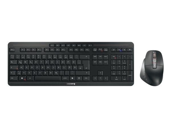 CHERRY Stream desktop ultimate klawiatura Dołączona myszka Dom/Biuro USB + RF Wireless + Bluetooth QWERTZ Niemiecki Czarny