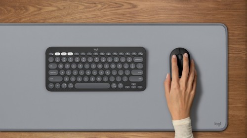 Logitech 920-012203 klawiatura Dołączona myszka Uniwersalne RF Wireless + Bluetooth QWERTZ Niemiecki Grafitowy