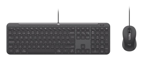 Logitech 920-013343 klawiatura Dołączona myszka Dom/Biuro USB QWERTZ Niemiecki Grafitowy